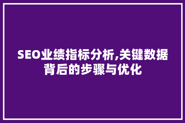 SEO业绩指标分析,关键数据背后的步骤与优化 智能助手