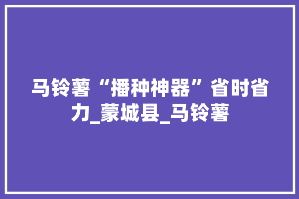 马铃薯“播种神器”省时省力_蒙城县_马铃薯