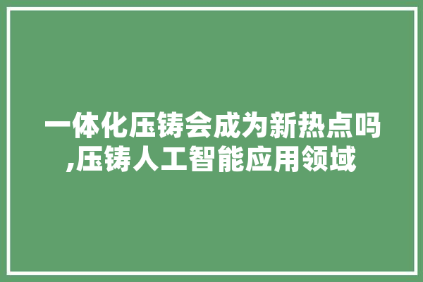 一体化压铸会成为新热点吗,压铸人工智能应用领域