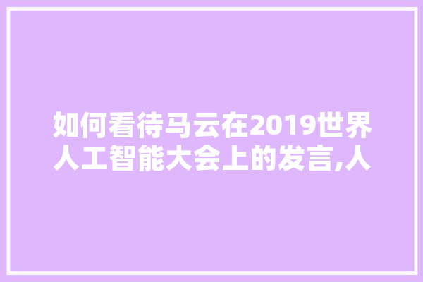 如何看待马云在2019世界人工智能大会上的发言,人工智能实录下载