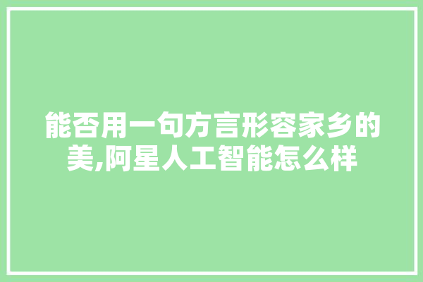 能否用一句方言形容家乡的美,阿星人工智能怎么样