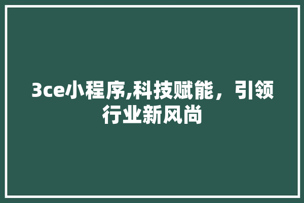 3ce小程序,科技赋能，引领行业新风尚 文字写作
