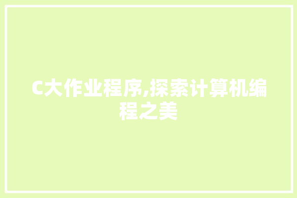 C大作业程序,探索计算机编程之美 智能问答