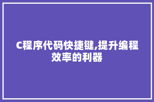 C程序代码快捷键,提升编程效率的利器
