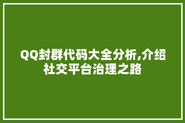 QQ封群代码大全分析,介绍社交平台治理之路