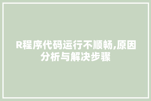 R程序代码运行不顺畅,原因分析与解决步骤