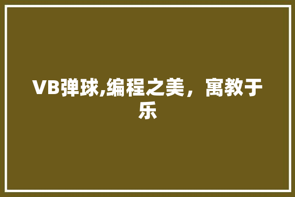 VB弹球,编程之美，寓教于乐 科技快讯