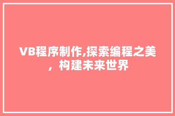 VB程序制作,探索编程之美，构建未来世界 绘影字幕