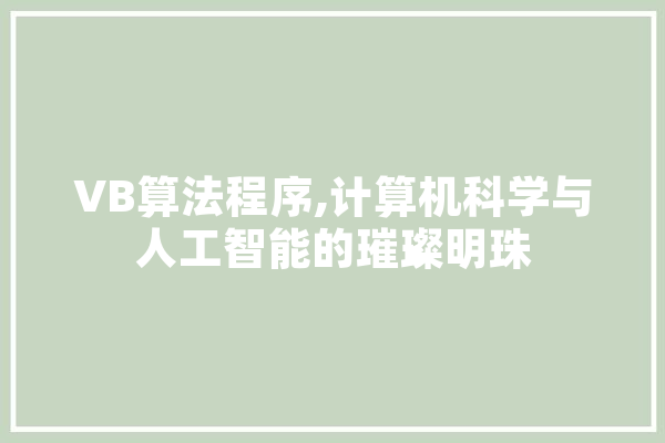 VB算法程序,计算机科学与人工智能的璀璨明珠 计算机