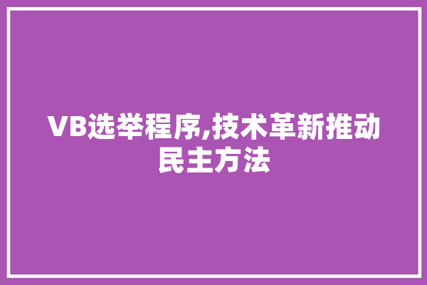 VB选举程序,技术革新推动民主方法
