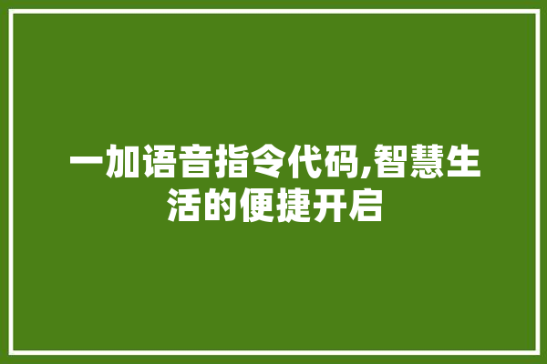 一加语音指令代码,智慧生活的便捷开启