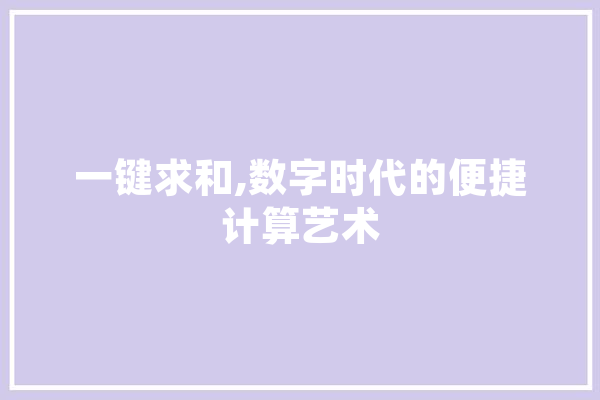 一键求和,数字时代的便捷计算艺术
