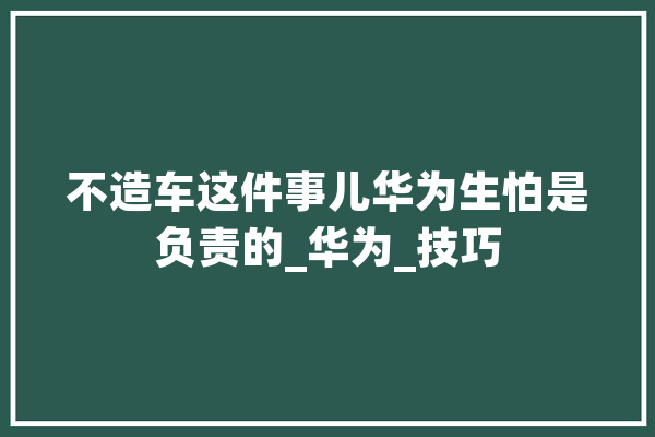 不造车这件事儿华为生怕是负责的_华为_技巧 智能助手