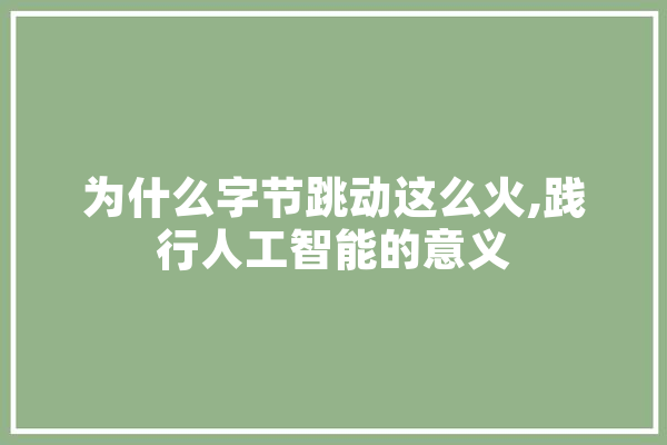 为什么字节跳动这么火,践行人工智能的意义