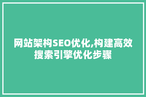 网站架构SEO优化,构建高效搜索引擎优化步骤 AI快讯