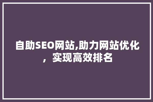 自助SEO网站,助力网站优化，实现高效排名 AI快讯