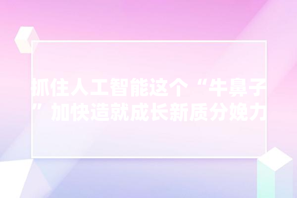 抓住人工智能这个“牛鼻子”加快造就成长新质分娩力_人工智能_家当 智能问答
