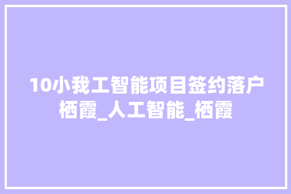 10小我工智能项目签约落户栖霞_人工智能_栖霞 AI简讯