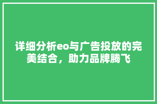 详细分析eo与广告投放的完美结合，助力品牌腾飞 云服务