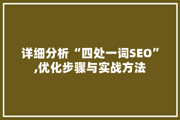 详细分析“四处一词SEO”,优化步骤与实战方法 智能写作