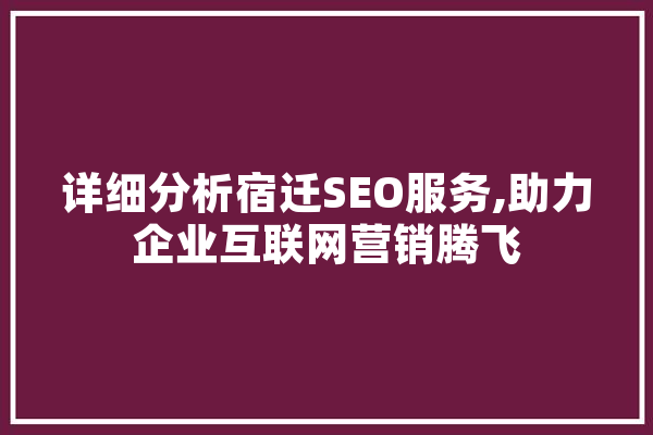 详细分析宿迁SEO服务,助力企业互联网营销腾飞