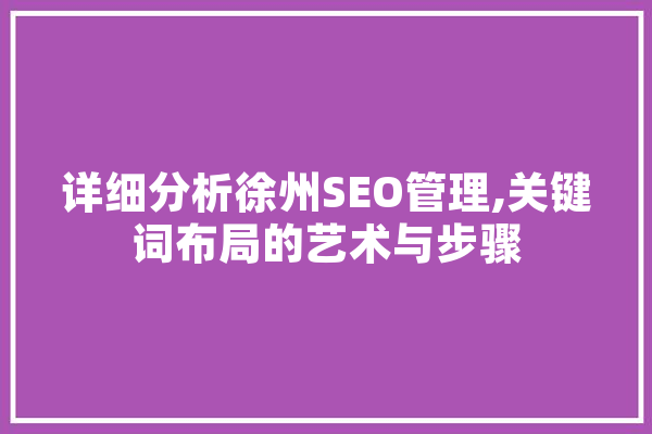 详细分析徐州SEO管理,关键词布局的艺术与步骤