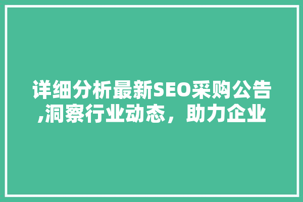 详细分析最新SEO采购公告,洞察行业动态，助力企业优化步骤 AI快讯