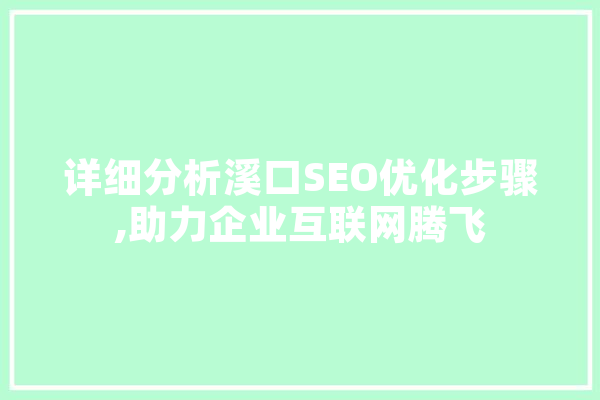 详细分析溪口SEO优化步骤,助力企业互联网腾飞 云服务