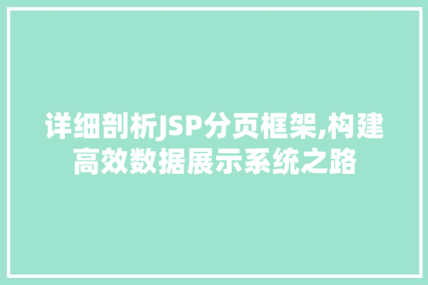 详细剖析JSP分页框架,构建高效数据展示系统之路