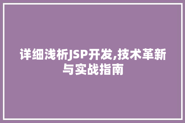 详细浅析JSP开发,技术革新与实战指南 智能助手