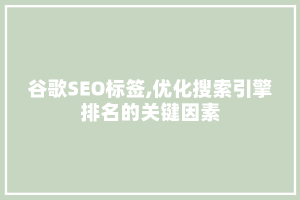 谷歌SEO标签,优化搜索引擎排名的关键因素 智能助手