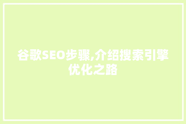 谷歌SEO步骤,介绍搜索引擎优化之路 绘影字幕