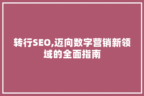 转行SEO,迈向数字营销新领域的全面指南
