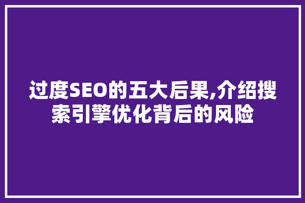 过度SEO的五大后果,介绍搜索引擎优化背后的风险