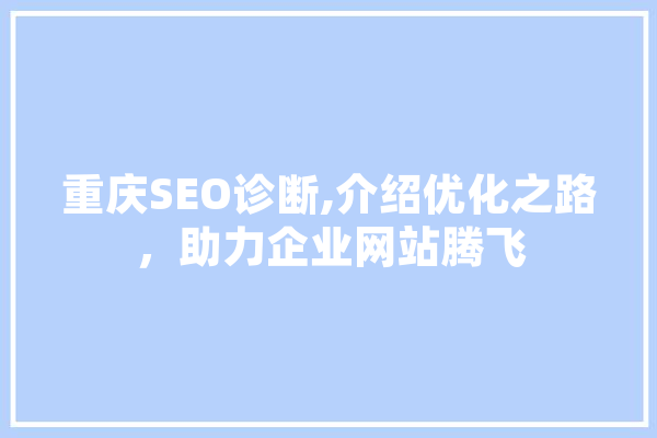 重庆SEO诊断,介绍优化之路，助力企业网站腾飞