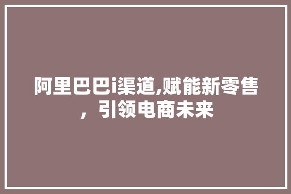 阿里巴巴i渠道,赋能新零售，引领电商未来