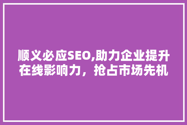 顺义必应SEO,助力企业提升在线影响力，抢占市场先机
