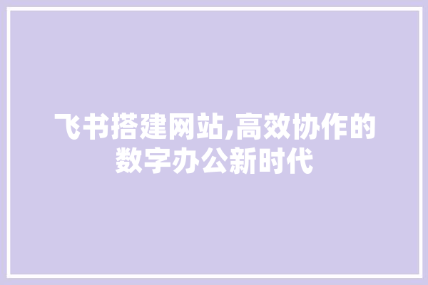 飞书搭建网站,高效协作的数字办公新时代