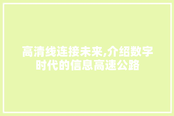 高清线连接未来,介绍数字时代的信息高速公路