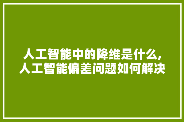 人工智能中的降维是什么,人工智能偏差问题如何解决的