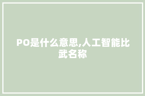 PO是什么意思,人工智能比武名称 AI快讯