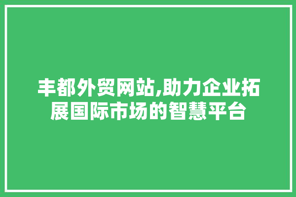 丰都外贸网站,助力企业拓展国际市场的智慧平台