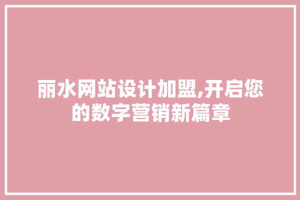 丽水网站设计加盟,开启您的数字营销新篇章 计算机