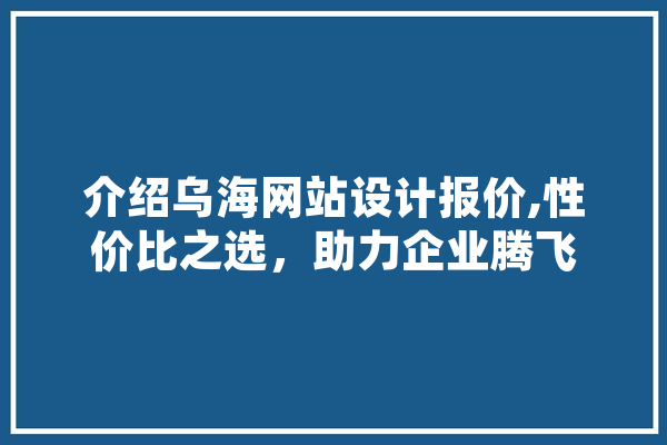 介绍乌海网站设计报价,性价比之选，助力企业腾飞 绘影字幕