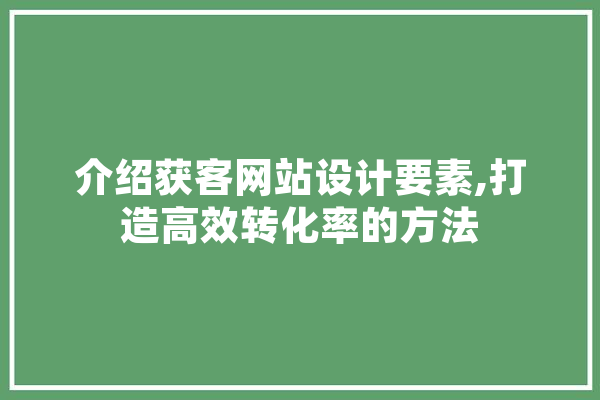 介绍获客网站设计要素,打造高效转化率的方法 文字写作