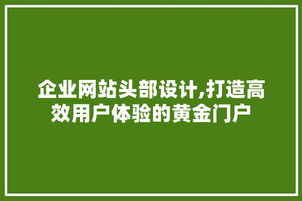 企业网站头部设计,打造高效用户体验的黄金门户 云服务