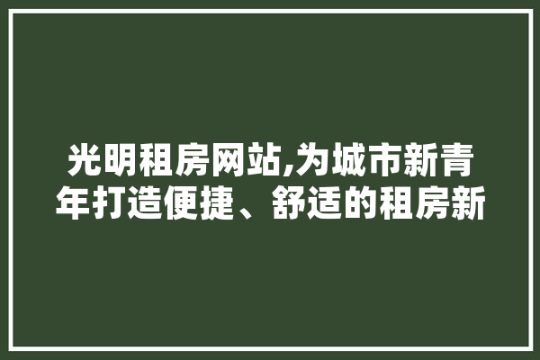 光明租房网站,为城市新青年打造便捷、舒适的租房新体验