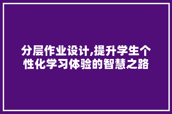分层作业设计,提升学生个性化学习体验的智慧之路