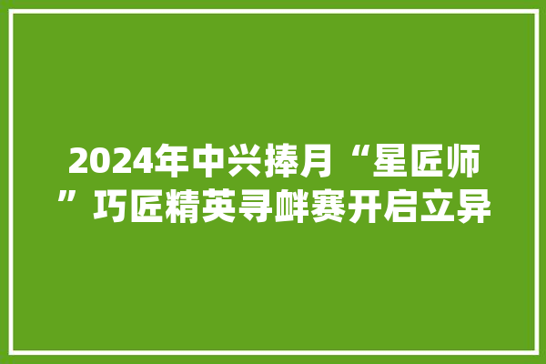 2024年中兴捧月“星匠师”巧匠精英寻衅赛开启立异之旅_参赛者_技巧 智能助手
