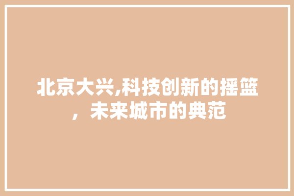 北京大兴,科技创新的摇篮，未来城市的典范
